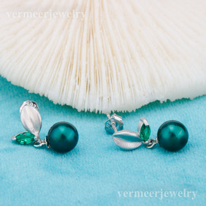 e010880 S925 pearl earring 925 sterling silver DIY 7-8mm Natural Freshwater pearl stud earring for women