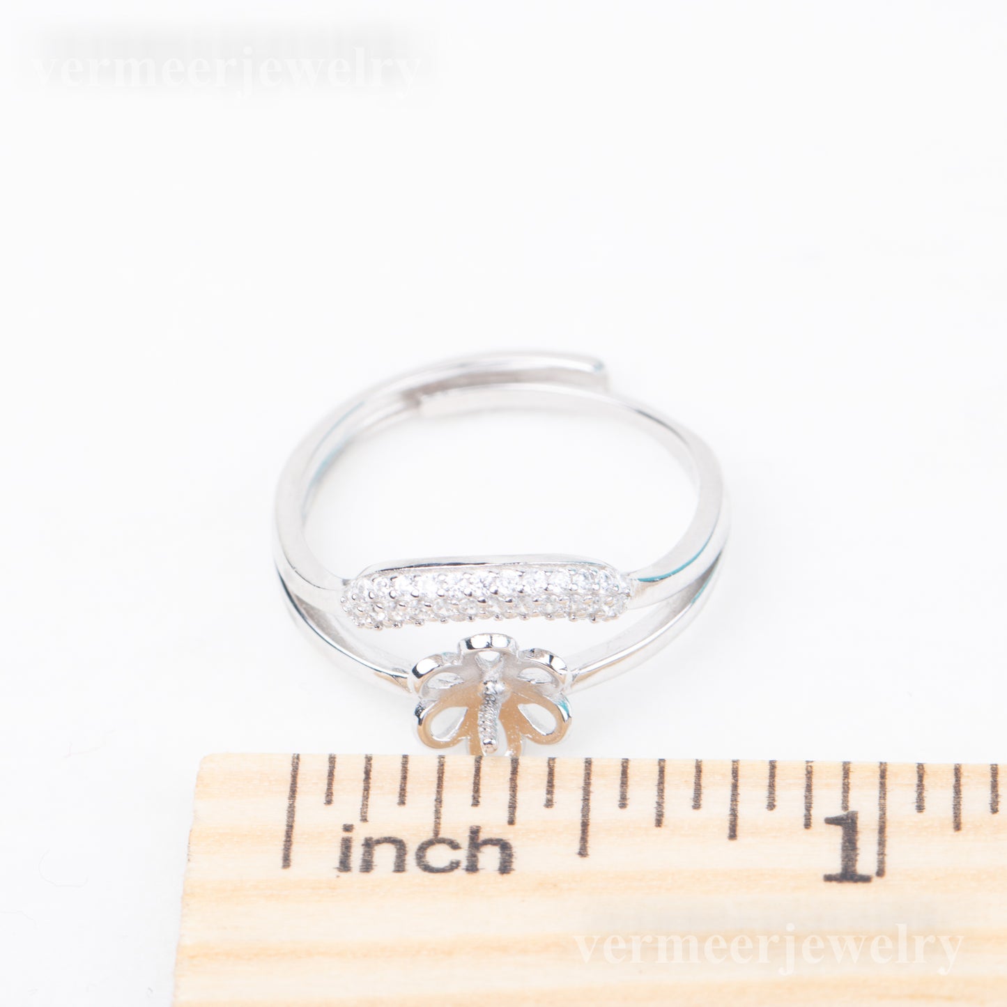r010852 DIY 7-8mm Natural Freshwater pearl Ring accessory 925 sterling silver Adjustable size engagement jewelry ring for women