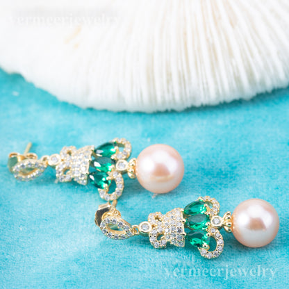 e010843 S925 pearl earring 925 sterling silver DIY 7-8mm Natural Freshwater pearl stud earring for women