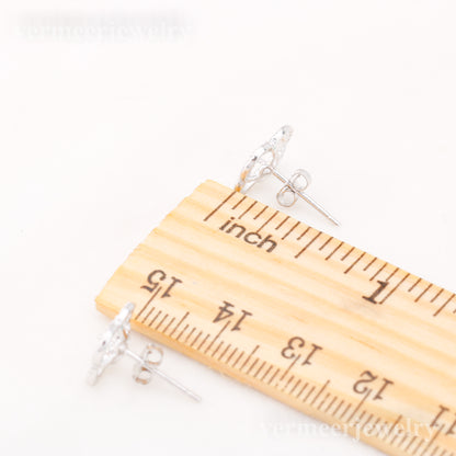 e010868 S925 pearl earring 925 sterling silver DIY 7-8mm Natural Freshwater pearl stud earring for women