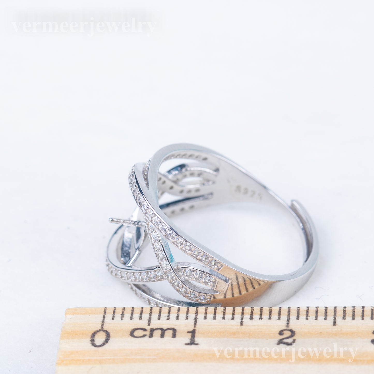 r010843 DIY 7-8mm Natural Freshwater pearl Ring accessory 925 sterling silver Adjustable size engagement jewelry ring for women