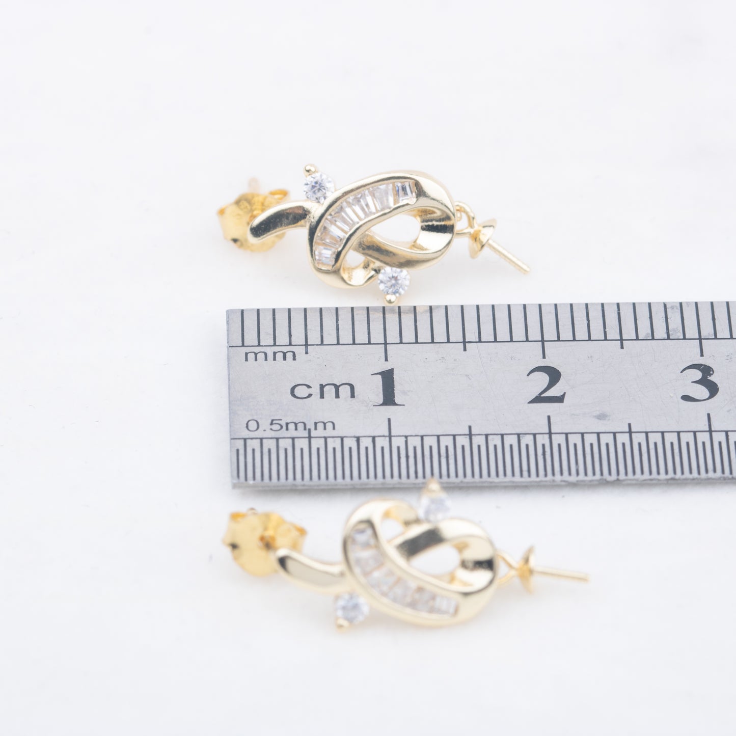 e010758 S925 pearl earring 925 sterling silver DIY 7-8mm Natural Freshwater pearl stud earring for women