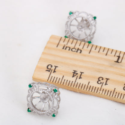 e010895 S925 pearl earring 925 sterling silver DIY 7-8mm Natural Freshwater pearl stud earring for women