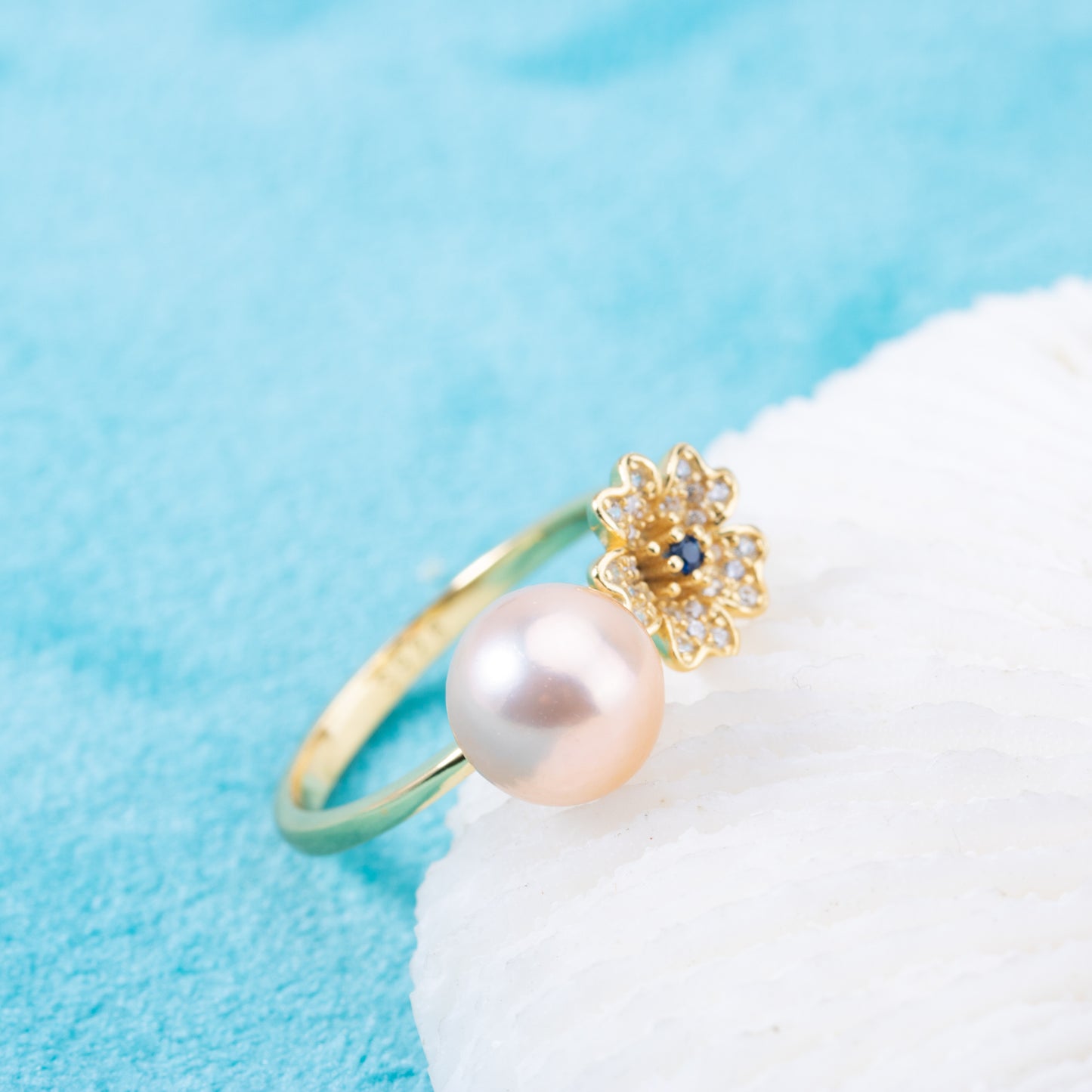 r010889 DIY 6-8mm Natural Freshwater pearl Ring accessory 925 sterling silver Adjustable size engagement jewelry ring for women