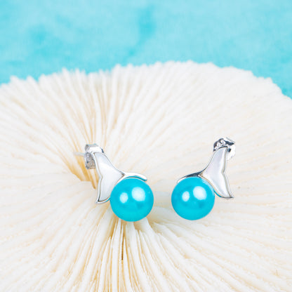 e010797 S925 pearl earring 925 sterling silver DIY 7-8mm Natural Freshwater pearl stud earring for women