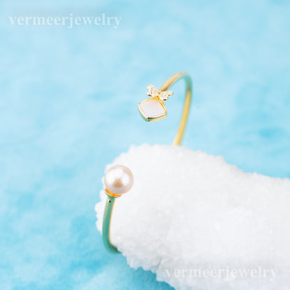 b010234  DIY 7-8mm Natural Freshwater pearl bracelet accessory 925 sterling silver adjustable chain bracelet for women