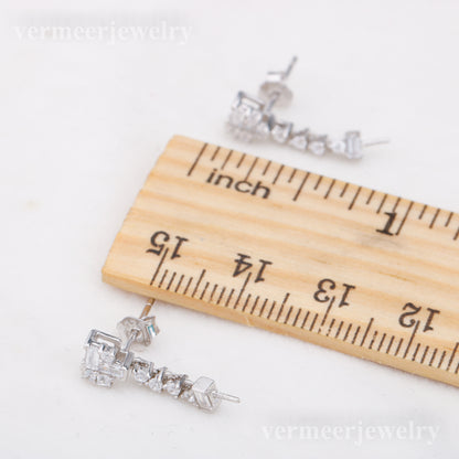 e010885 S925 pearl earring 925 sterling silver DIY 7-8mm Natural Freshwater pearl stud earring for women