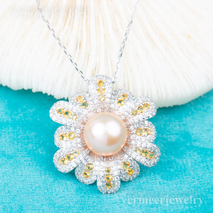 Pe010973 DIY 9-13mm Natural Freshwater pearl pendant accessory 925 sterling silver engagement jewelry necklace for women