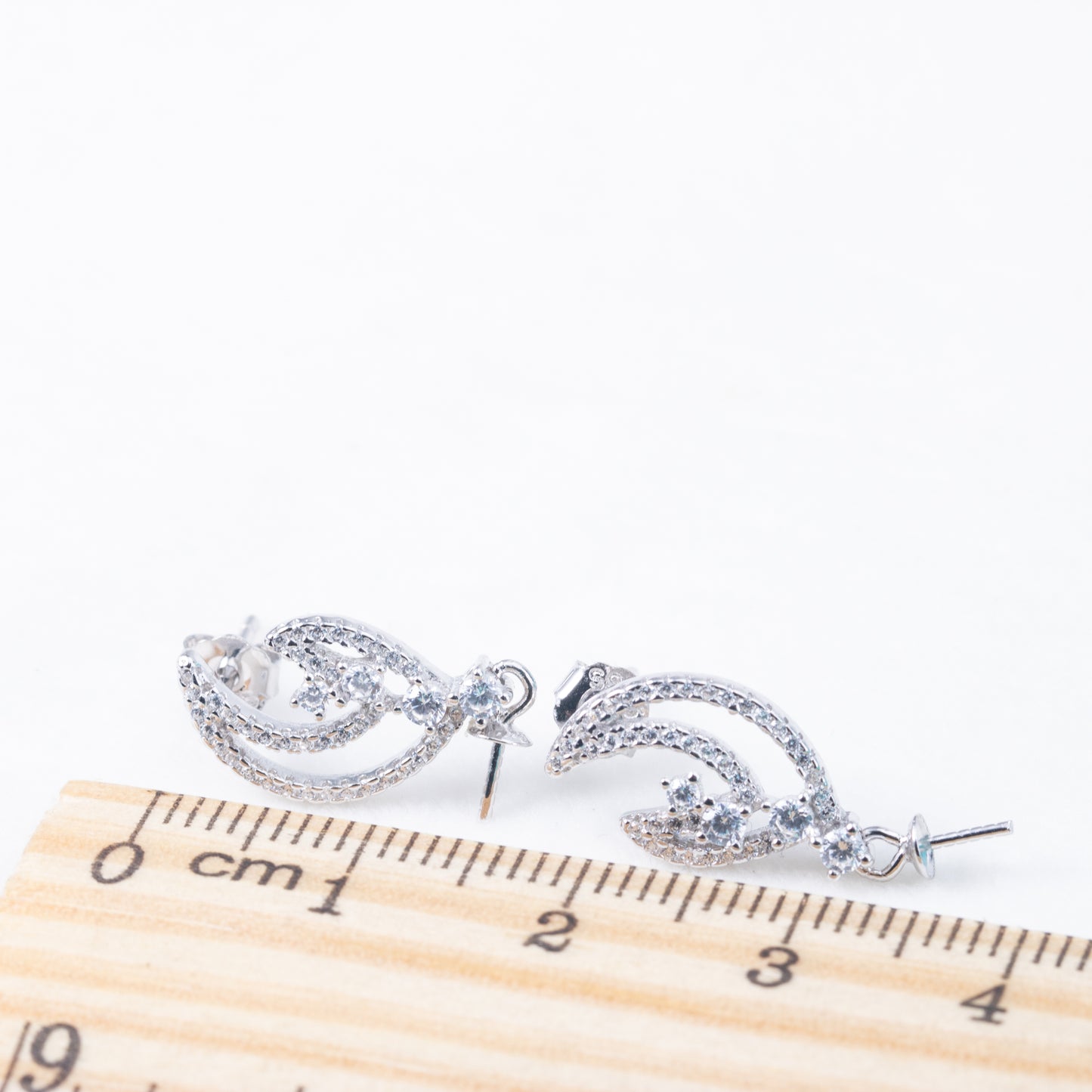 e010841 S925 pearl earring 925 sterling silver DIY 7-8mm Natural Freshwater pearl stud earring for women