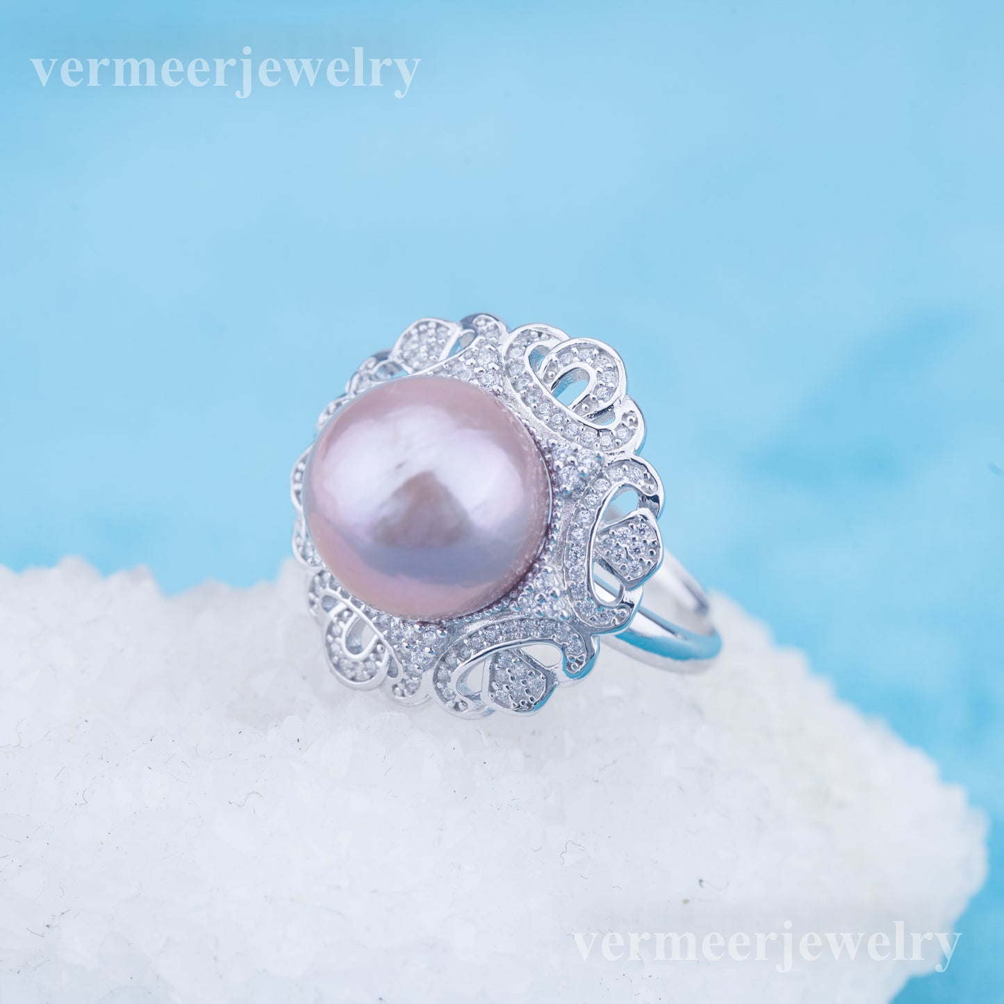 re010955 DIY 9-11mm Natural Freshwater pearl Ring accessory 925 sterling silver Adjustable size engagement ring for women