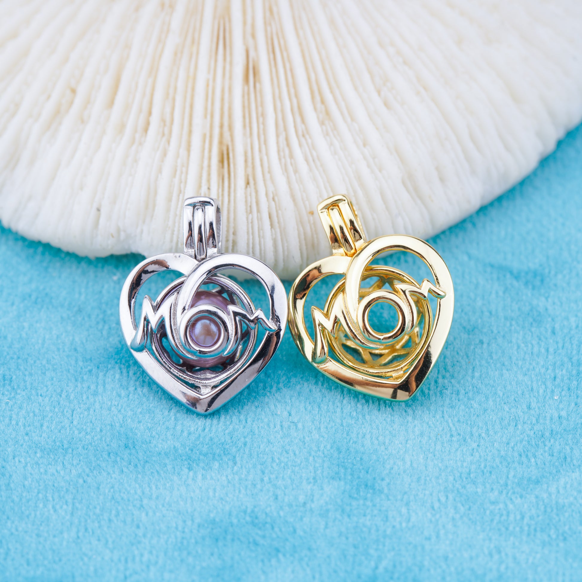 C030122 sterling silver Freshwater pearl cage pendant necklace