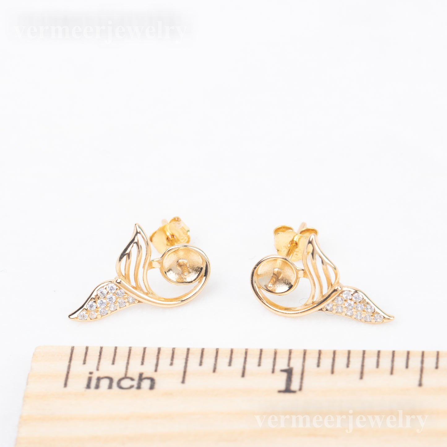 e010817 S925 pearl earring 925 sterling silver DIY 7-8mm Natural Freshwater pearl stud earring for women