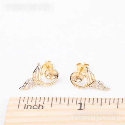 e010817 S925 pearl earring 925 sterling silver DIY 7-8mm Natural Freshwater pearl stud earring for women