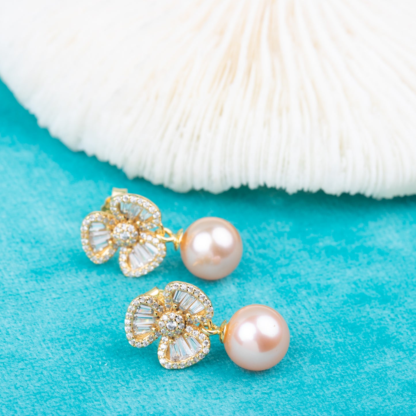 e010821 S925 pearl earring 925 sterling silver DIY 7-8mm Natural Freshwater pearl stud earring for women