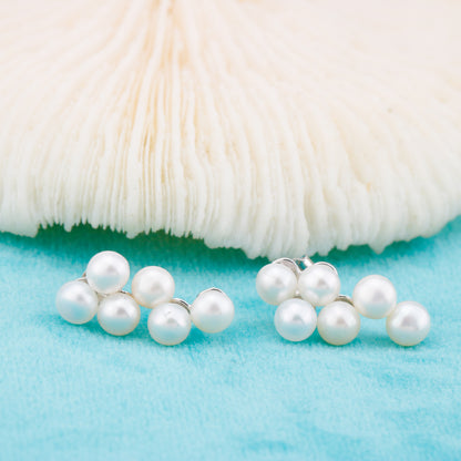 e010865 S925 pearl earring 925 sterling silver DIY 3-4mm Natural Freshwater pearl stud earring for women