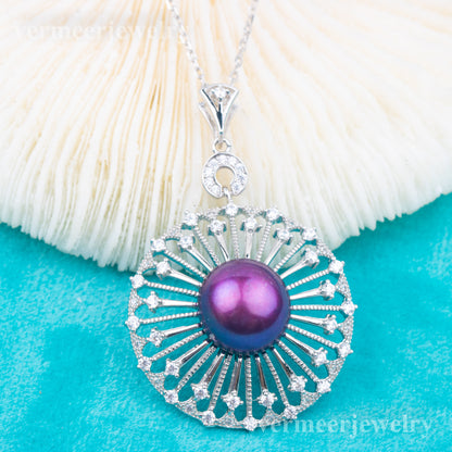 P010980 DIY 6-8mm Natural Freshwater pearl pendant accessory 925 sterling silver engagement jewelry necklace for women