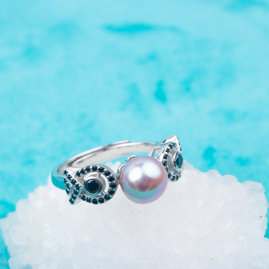 r070863DIY 6-8mm Natural Freshwater pearl Ring accessory 925 sterling silver Adjustable size engagement jewelry ring for women