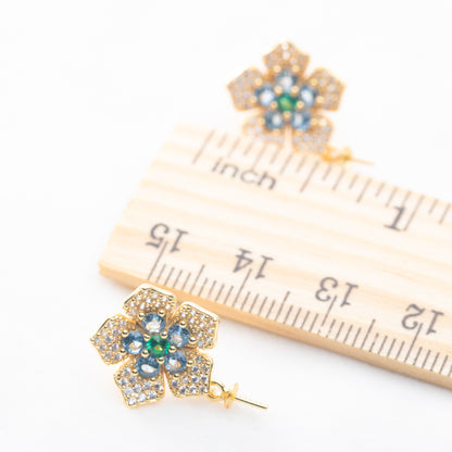 e010834 S925 pearl earring 925 sterling silver DIY 7-8mm Natural Freshwater pearl stud earring for women