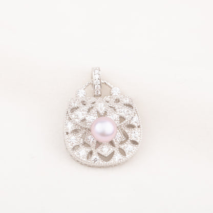 P010776 DIY 6-8mm Natural Freshwater pearl pendant accessory 925 sterling silver engagement jewelry necklace for women