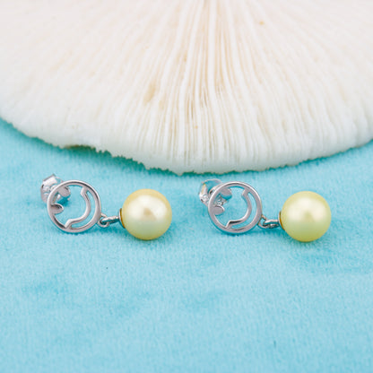 e010878 S925 pearl earring 925 sterling silver DIY 7-8mm Natural Freshwater pearl stud earring for women