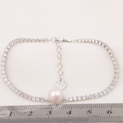 b030165 DIY 7-8mm Natural Freshwater pearl bracelet accessory 925 sterling silver adjustable chain bracelet for women