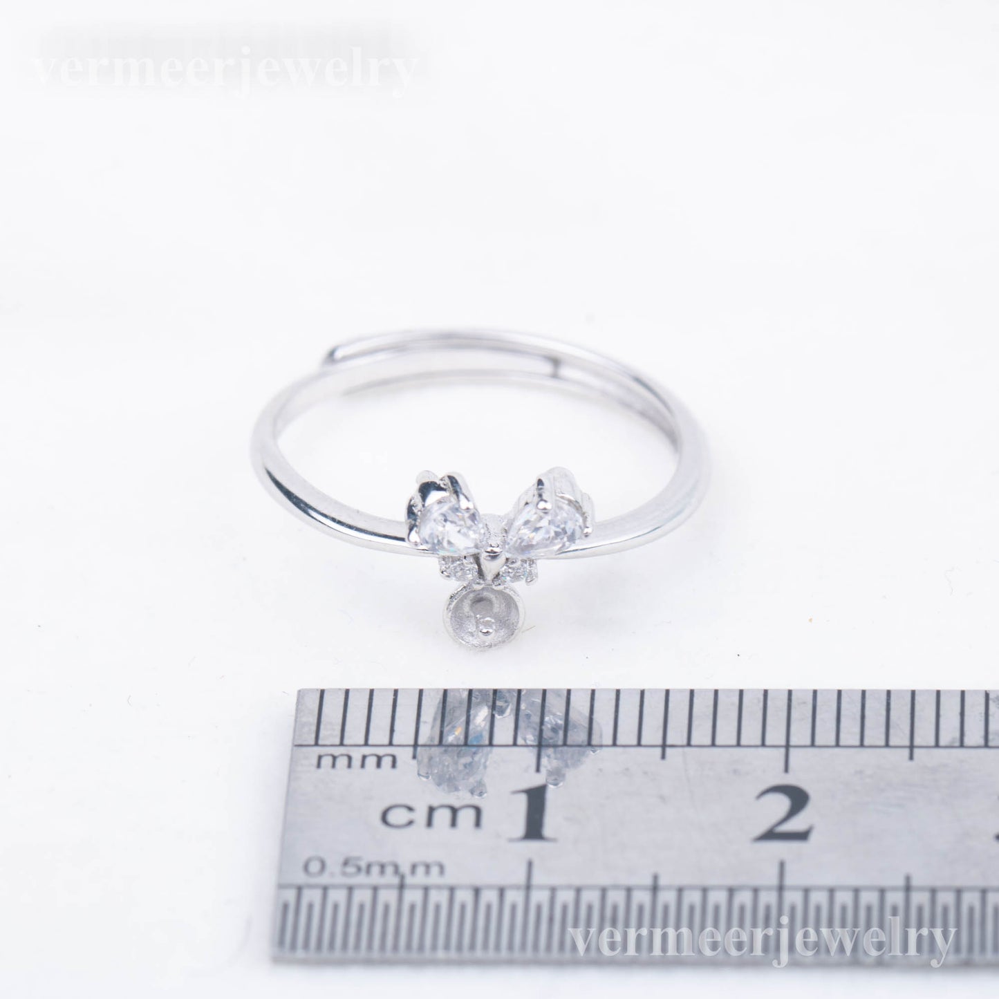 r030797 DIY 7-8mm Natural Freshwater pearl Ring accessory 925 sterling silver Adjustable size engagement jewelry ring for women