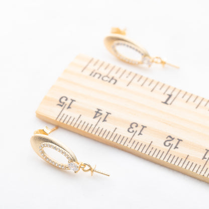 e010827S925 pearl earring 925 sterling silver DIY 7-8mm Natural Freshwater pearl stud earring for women