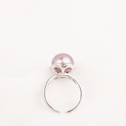 re010647 DIY 9-11mm Natural Freshwater pearl Ring accessory 925 sterling silver Adjustable size engagement ring for women