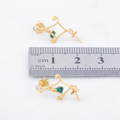 e010757 S925 pearl earring 925 sterling silver DIY 7-8mm Natural Freshwater pearl stud earring for women