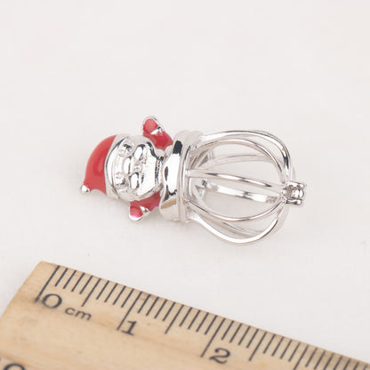 C030069 sterling silver snow man shape Freshwater pearl cage pendant necklace jewelry locket for pearl party