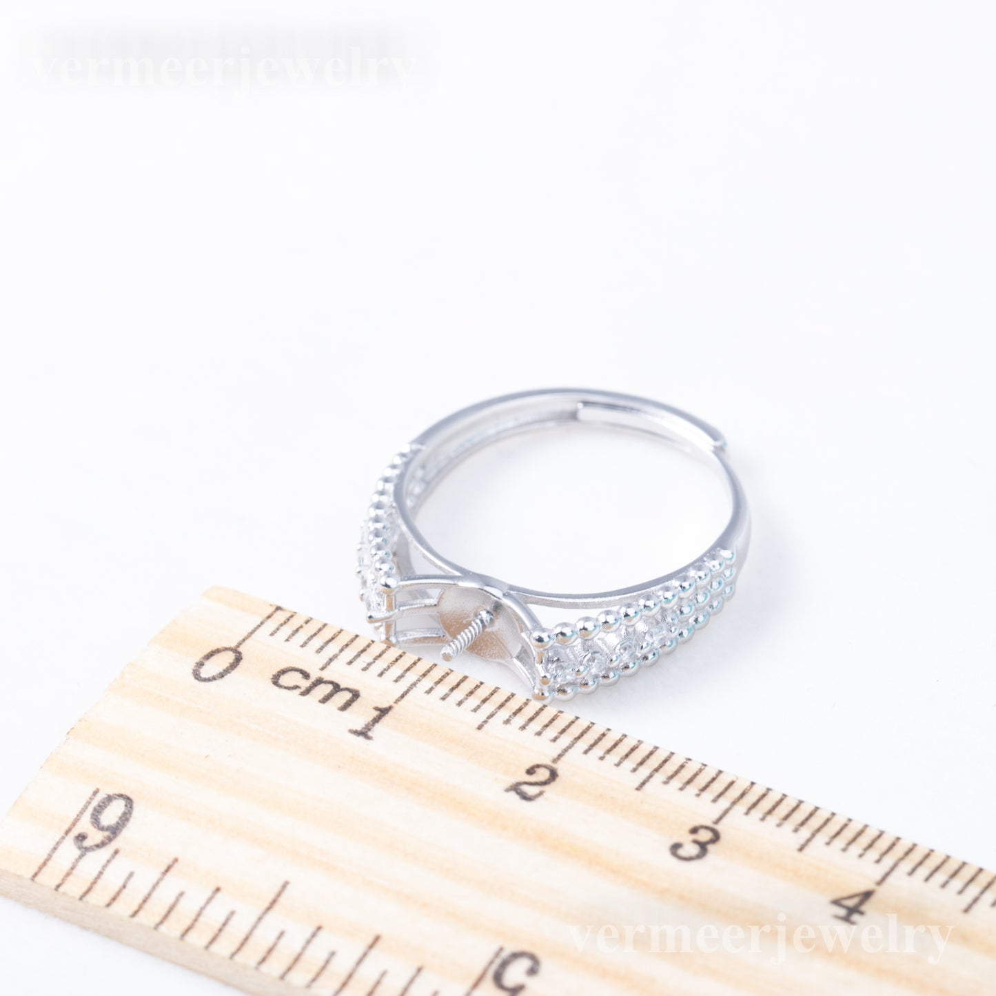 r010874 DIY 6-8mm Natural Freshwater pearl Ring accessory 925 sterling silver Adjustable size engagement jewelry ring for women