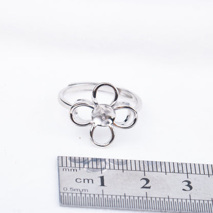 r010716 DIY 7-8mm Natural Freshwater pearl Ring accessory 925 sterling silver Adjustable size engagement jewelry ring for women