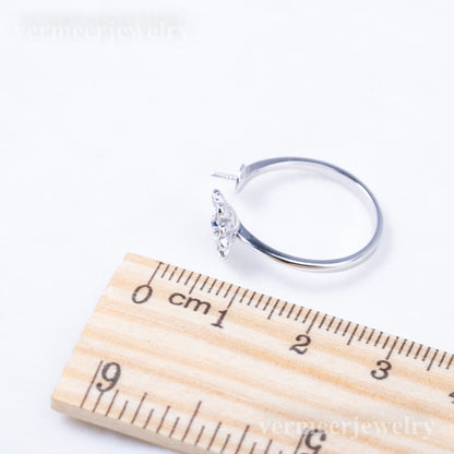 r010889 DIY 6-8mm Natural Freshwater pearl Ring accessory 925 sterling silver Adjustable size engagement jewelry ring for women