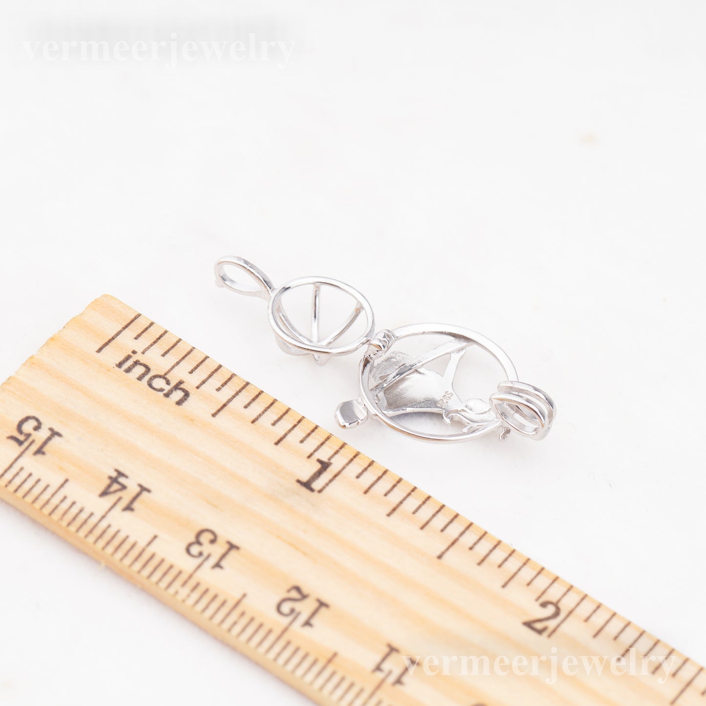 C030106 sterling silver Freshwater pearl cage pendant necklace jewelry locket for pearl party