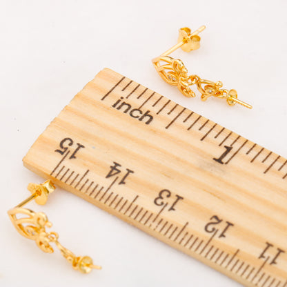 e010848 S925 pearl earring 925 sterling silver DIY 7-8mm Natural Freshwater pearl stud earring for women