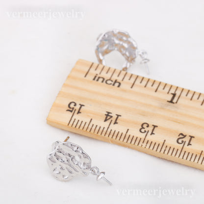 e010883 S925 pearl earring 925 sterling silver DIY 7-8mm Natural Freshwater pearl stud earring for women