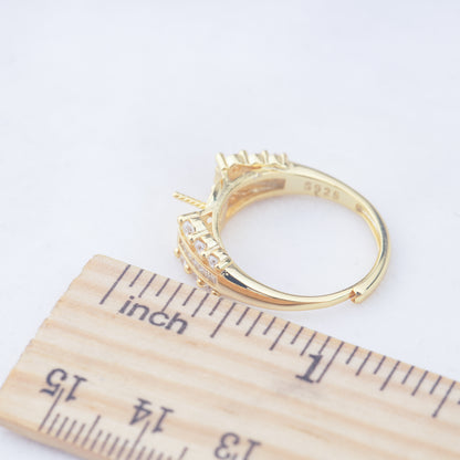 re010950 DIY 9-11mm Natural Freshwater pearl Ring accessory 925 sterling silver Adjustable size engagement ring for women