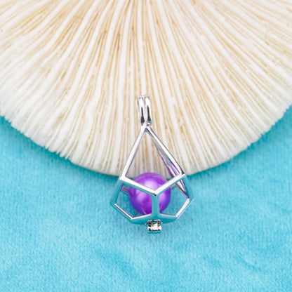 C030096 sterling silver Freshwater pearl cage pendant necklace jewelry locket for pearl party