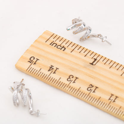 e010856 S925 pearl earring 925 sterling silver DIY 7-8mm Natural Freshwater pearl stud earring for women