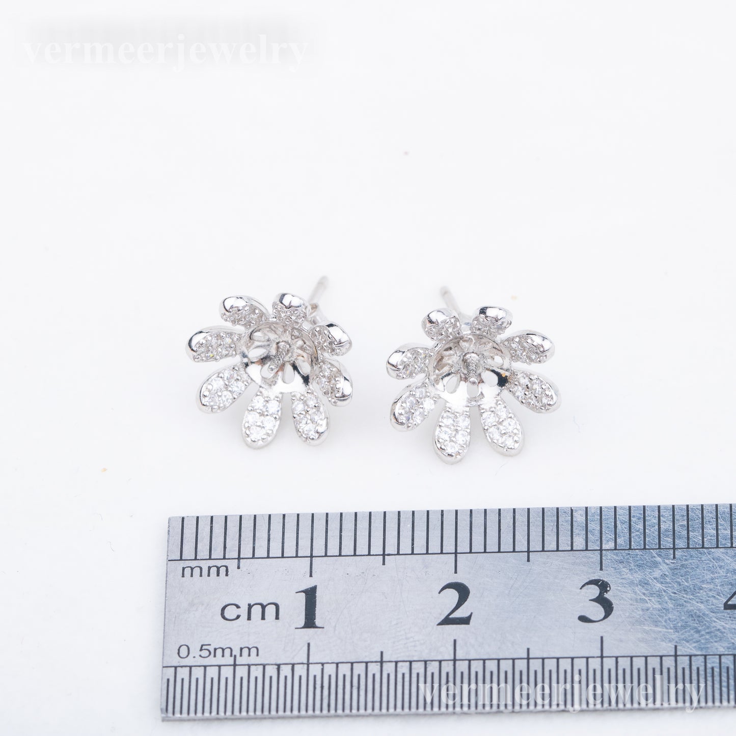 e010735 S925 pearl earring 925 sterling silver DIY 7-8mm Natural Freshwater pearl stud earring for women