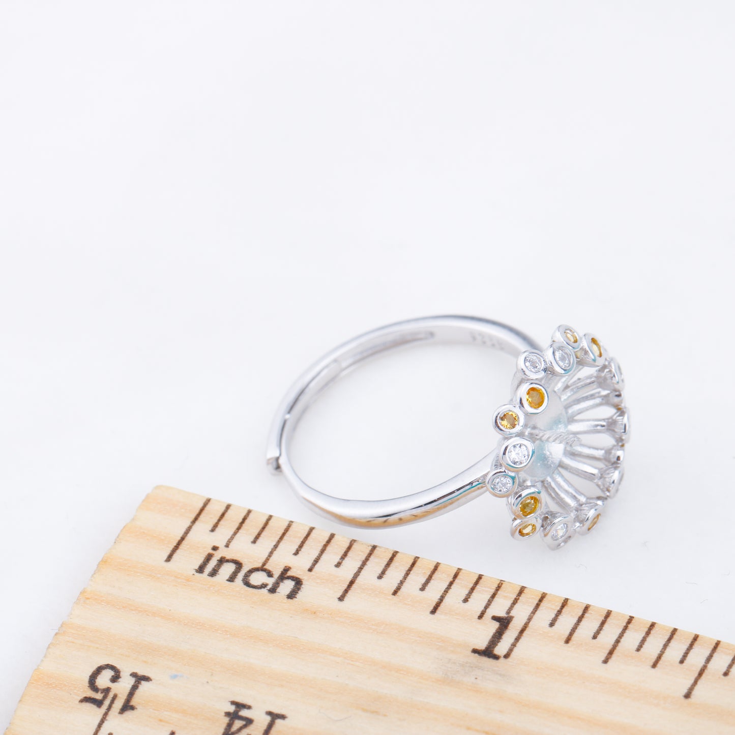r010911 DIY 6-8mm Natural Freshwater pearl Ring accessory 925 sterling silver Adjustable size engagement jewelry ring for women