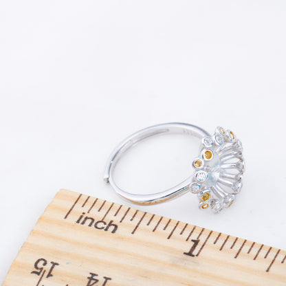 r010911 DIY 6-8mm Natural Freshwater pearl Ring accessory 925 sterling silver Adjustable size engagement jewelry ring for women
