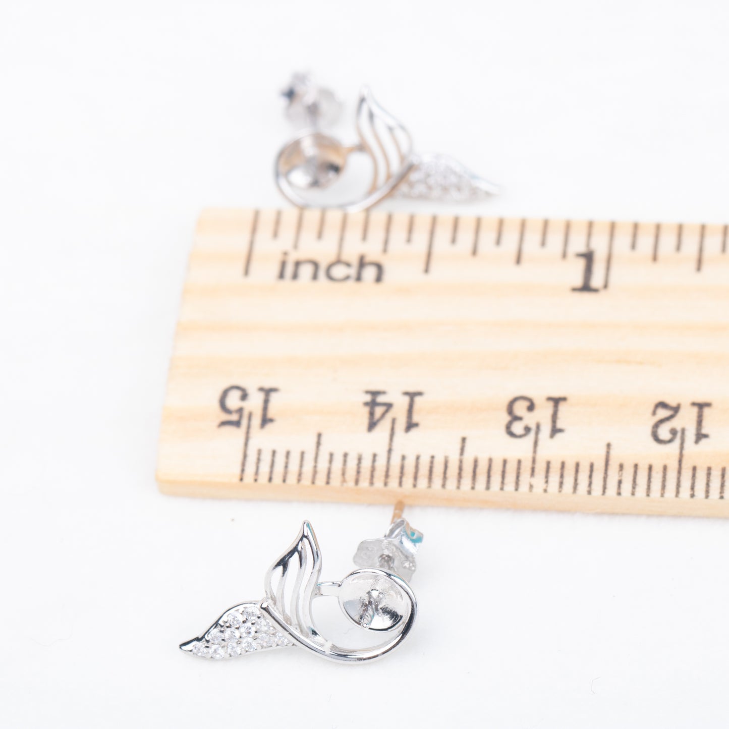 e010817 S925 pearl earring 925 sterling silver DIY 7-8mm Natural Freshwater pearl stud earring for women