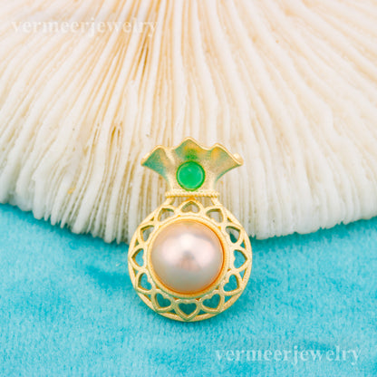 P01011 DIY 6-8mm Natural Freshwater pearl pendant accessory 925 sterling silver engagement jewelry necklace for women