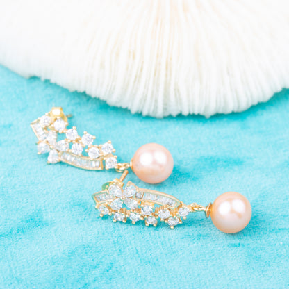 e010811 S925 pearl earring 925 sterling silver DIY 7-8mm Natural Freshwater pearl stud earring for women