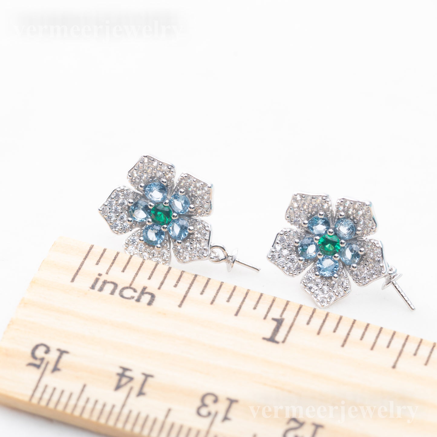 e010834 S925 pearl earring 925 sterling silver DIY 7-8mm Natural Freshwater pearl stud earring for women