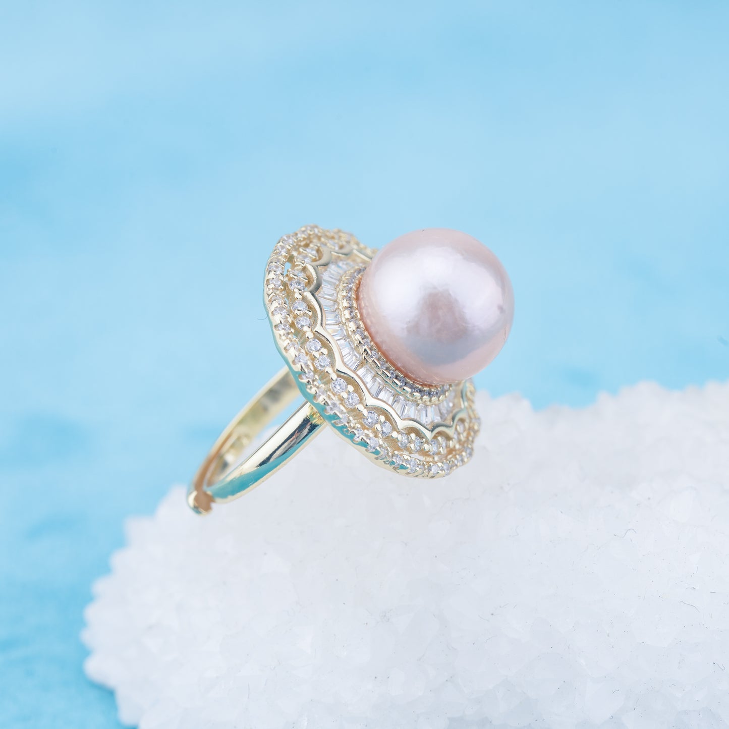 re010957 DIY 9-11mm Natural Freshwater pearl Ring accessory 925 sterling silver Adjustable size engagement ring for women