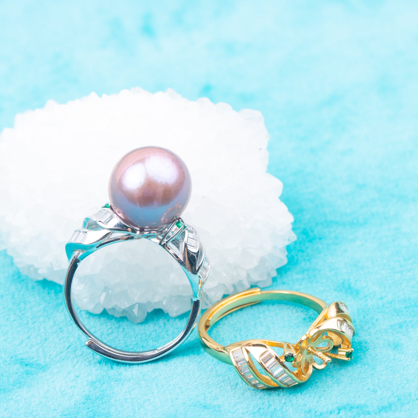 re010861DIY 9-11mm Natural Freshwater pearl Ring accessory 925 sterling silver Adjustable size engagement ring for women