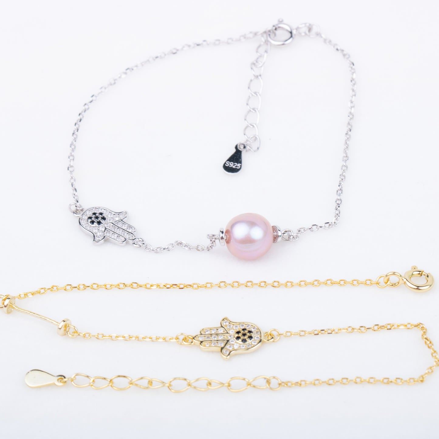 b010197 DIY 7-8mm Natural Freshwater pearl bracelet accessory 925 sterling silver adjustable chain bracelet for women