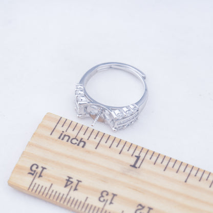 re010950 DIY 9-11mm Natural Freshwater pearl Ring accessory 925 sterling silver Adjustable size engagement ring for women